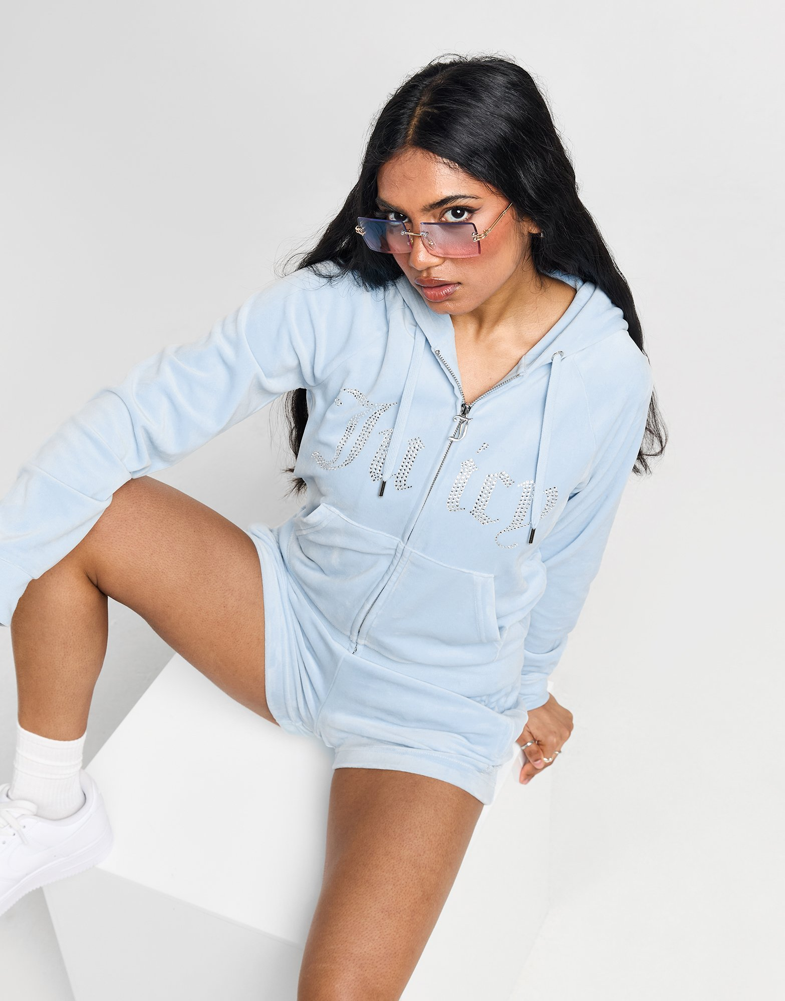 JUICY COUTURE Sweat à capuche Diamante Zippé en Velours Femme