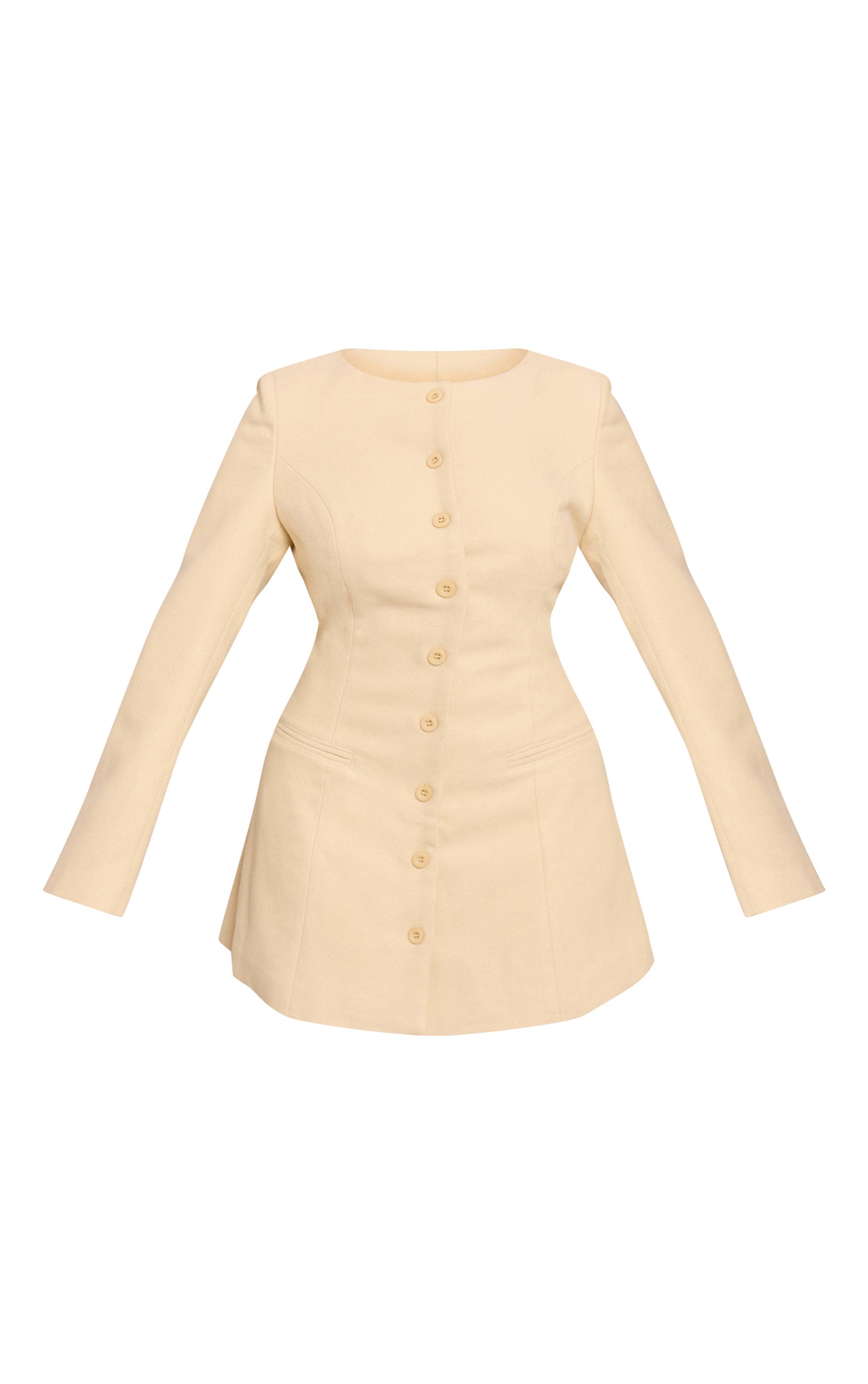 Butter Yellow Robe Mini Ajustée Boutonnée Shape Aspect Laine