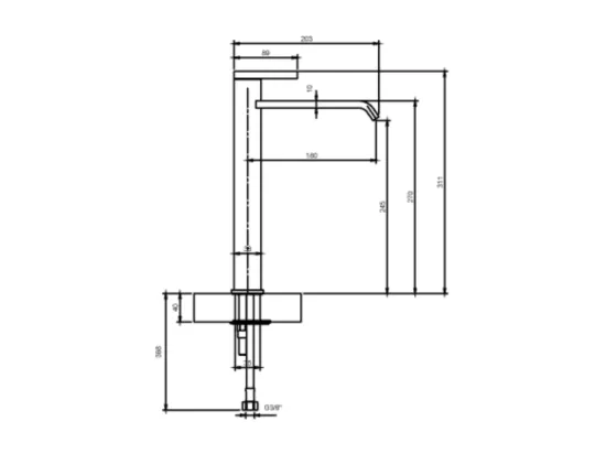 Mitigeur lavabo surélevé VILLEROY ET BOCH Dawn sans tirette Noir mat