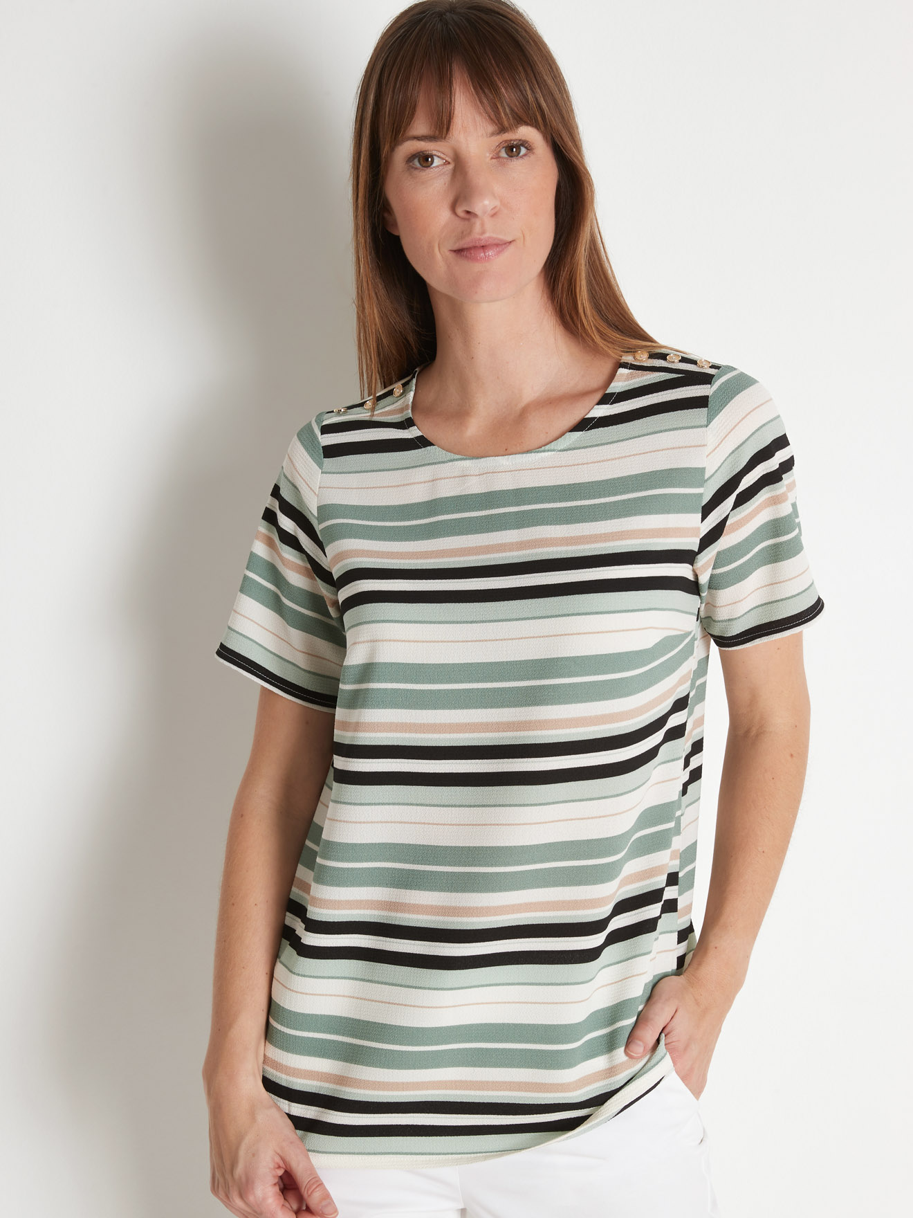 Blouse en crêpe encolure ronde