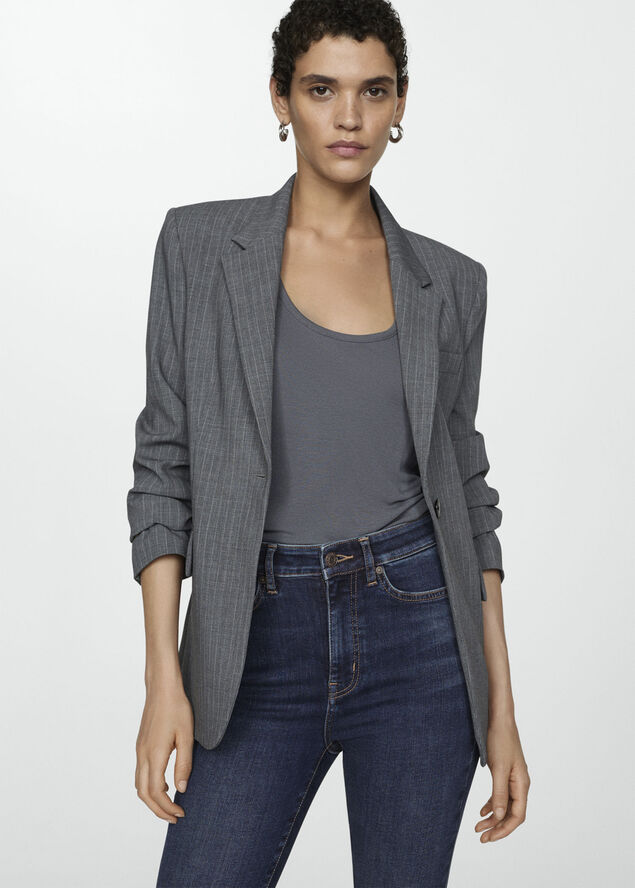 MANGO Carla skinny high-rise jeans Open blue