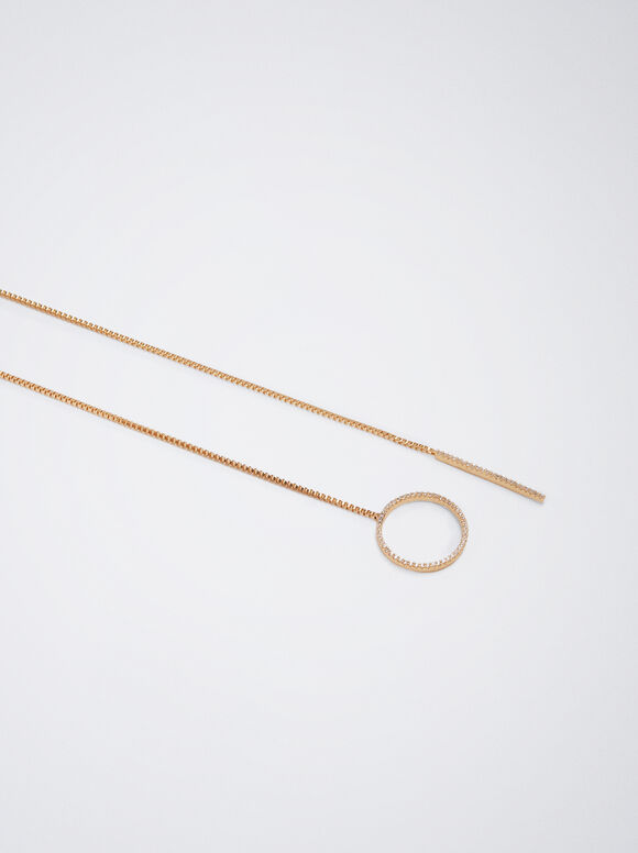 Colar dourado com zircônia - Dourado