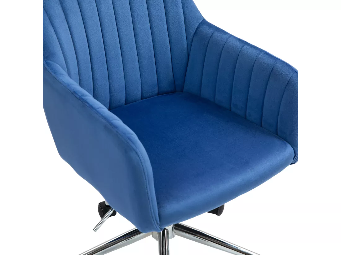 Chaise de bureau SVITA OLIVER, réglable en hauteur, revêtement en velours bleu