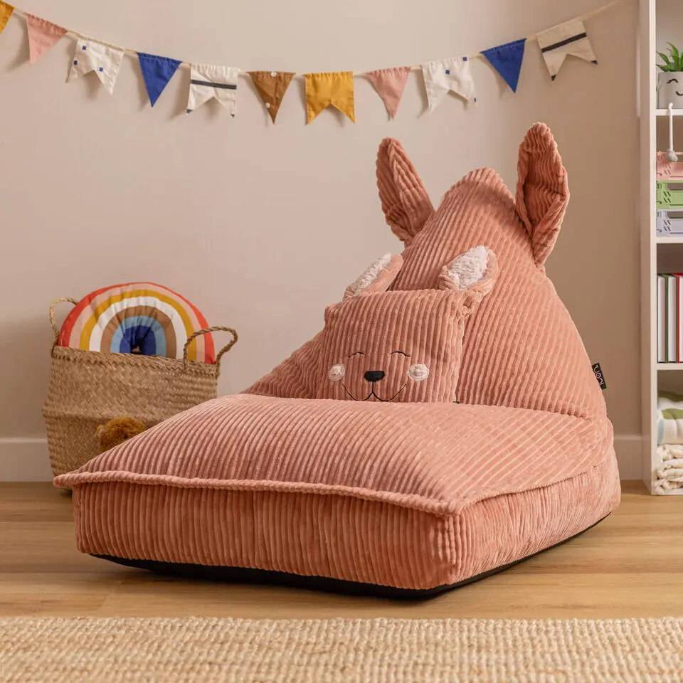 icon - Kinderzitzak Stoel Konijn - Ribfluweel - Roze