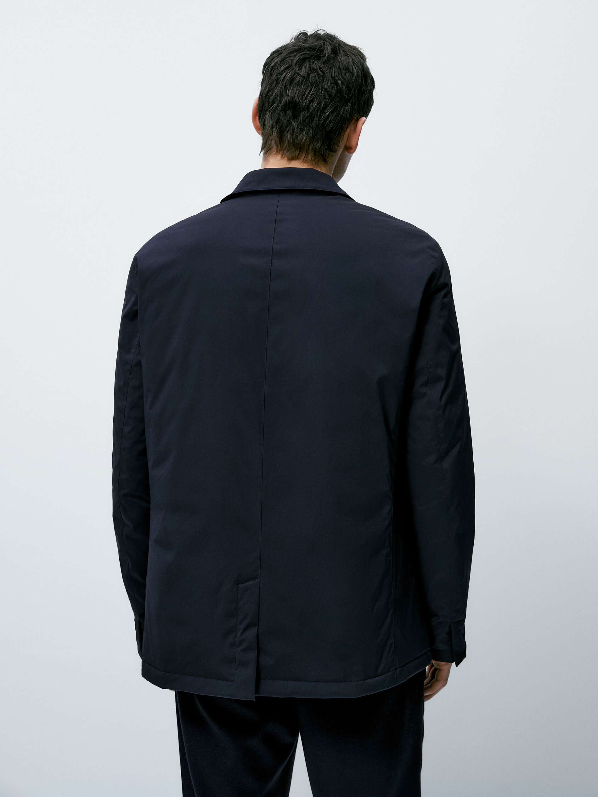 Blazer com enchimento de plumas e penas - AZUL MARINHO