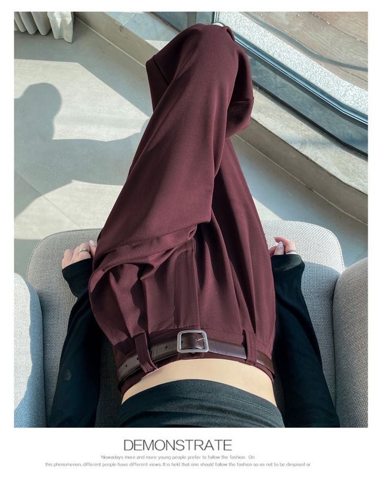 Dragan Pulse - Hoge taille, effen, wijde broek