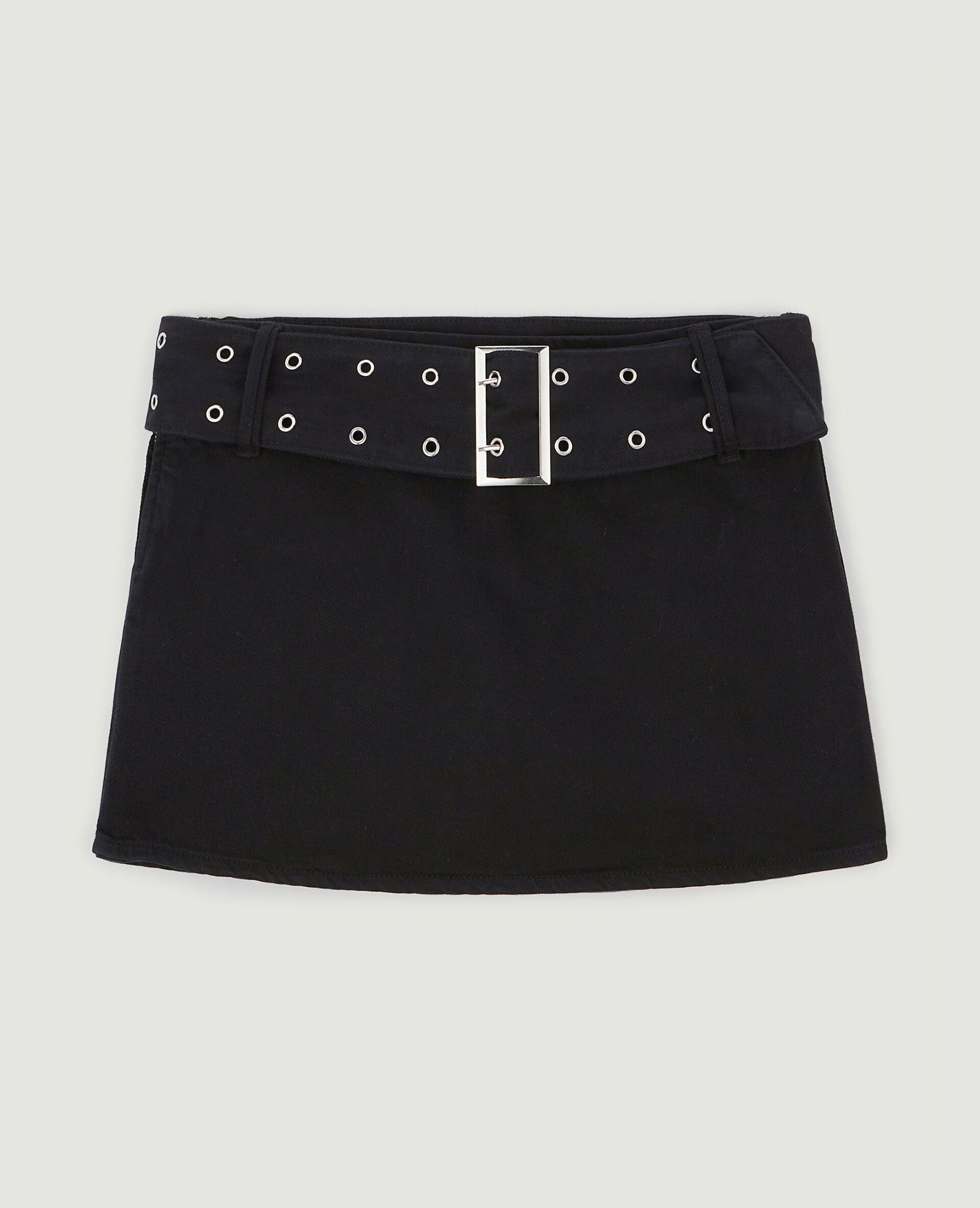 Jupe-short avec ceinture œillets - Noir