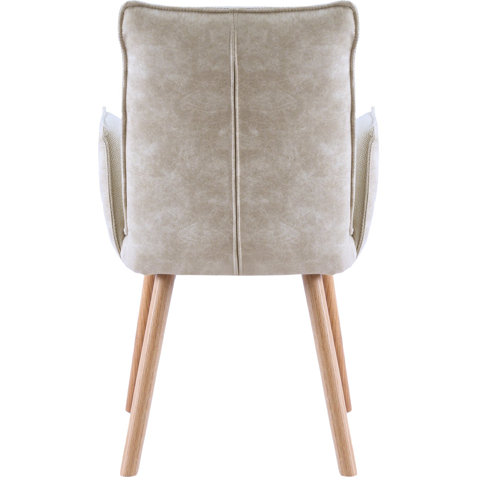 Armlehnstuhl Lukas Kunstlederoptik/Stoff beige, Gestell Eiche massiv