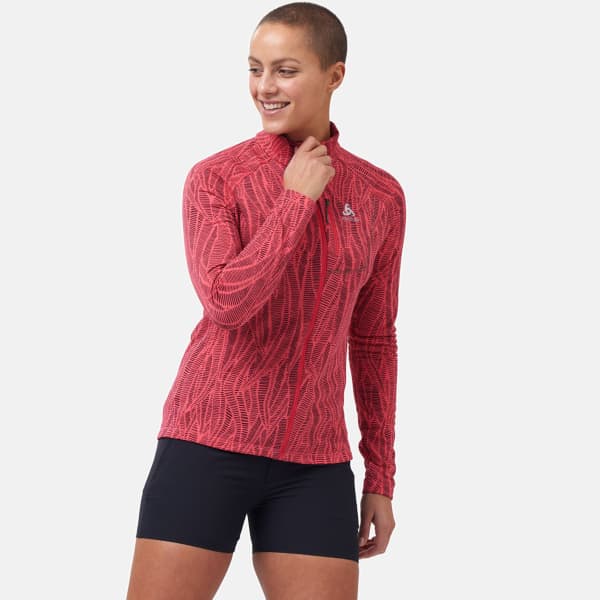 Veste polaire randonnée ODLO FLI LIGHT PRINT MIDLAYER FZ W PARADISE PINK
