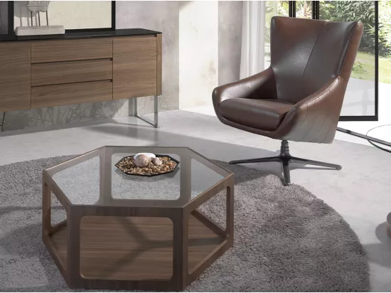 Fauteuil pivotant en cuir brun 5089 ANGEL CERDA