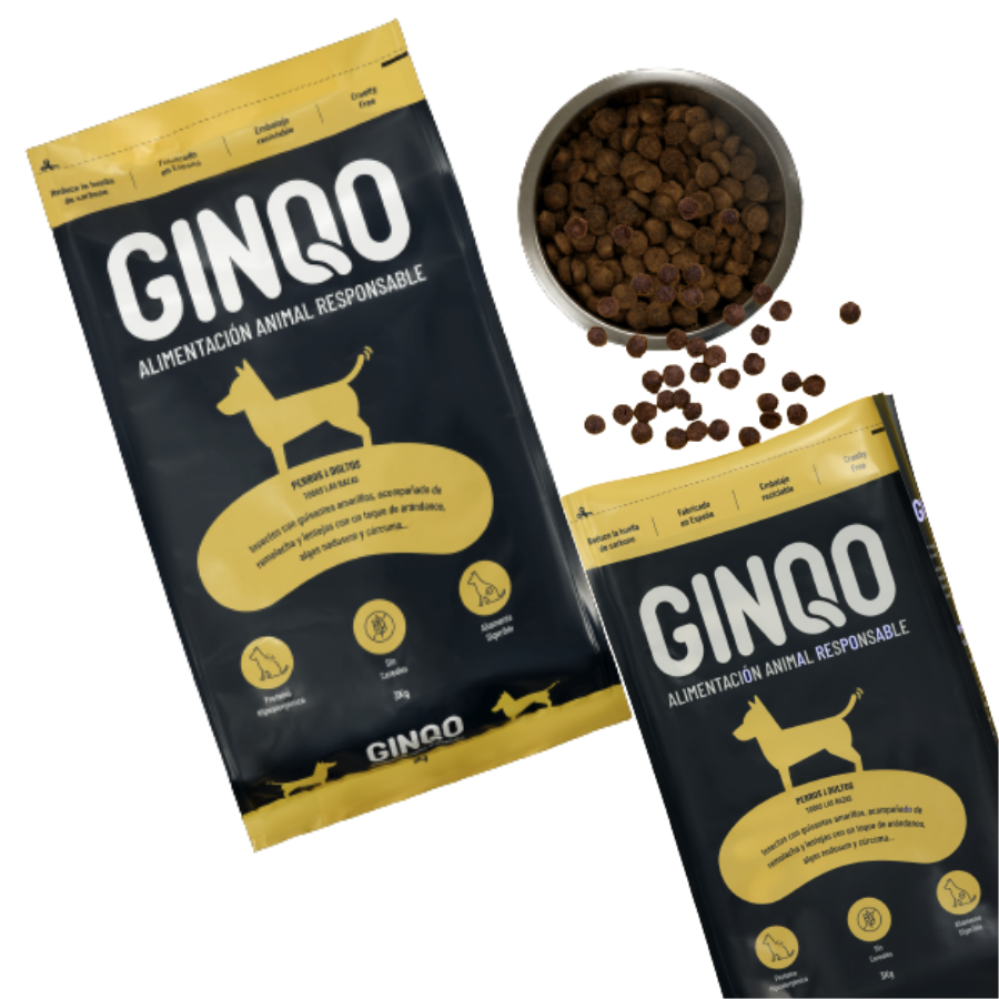 GINQO PARA CÃES ADULTOS: HIPOALERGÊNICO, SEM CEREAIS E SUSTENTÁVEL. FEITO COM PROTEÍNA DE INSETOS.