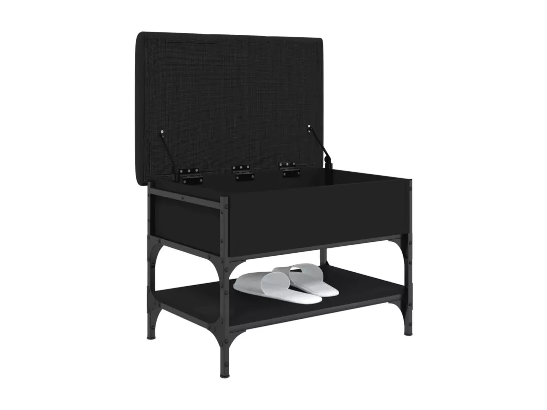 Banc à chaussures noir 62x42x45 cm bois d'ingénierie