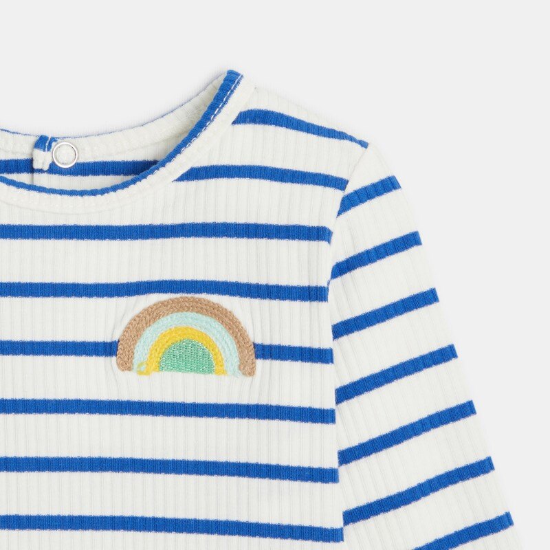 T-shirt bébé rayé bleu/écru Catimini Bleu