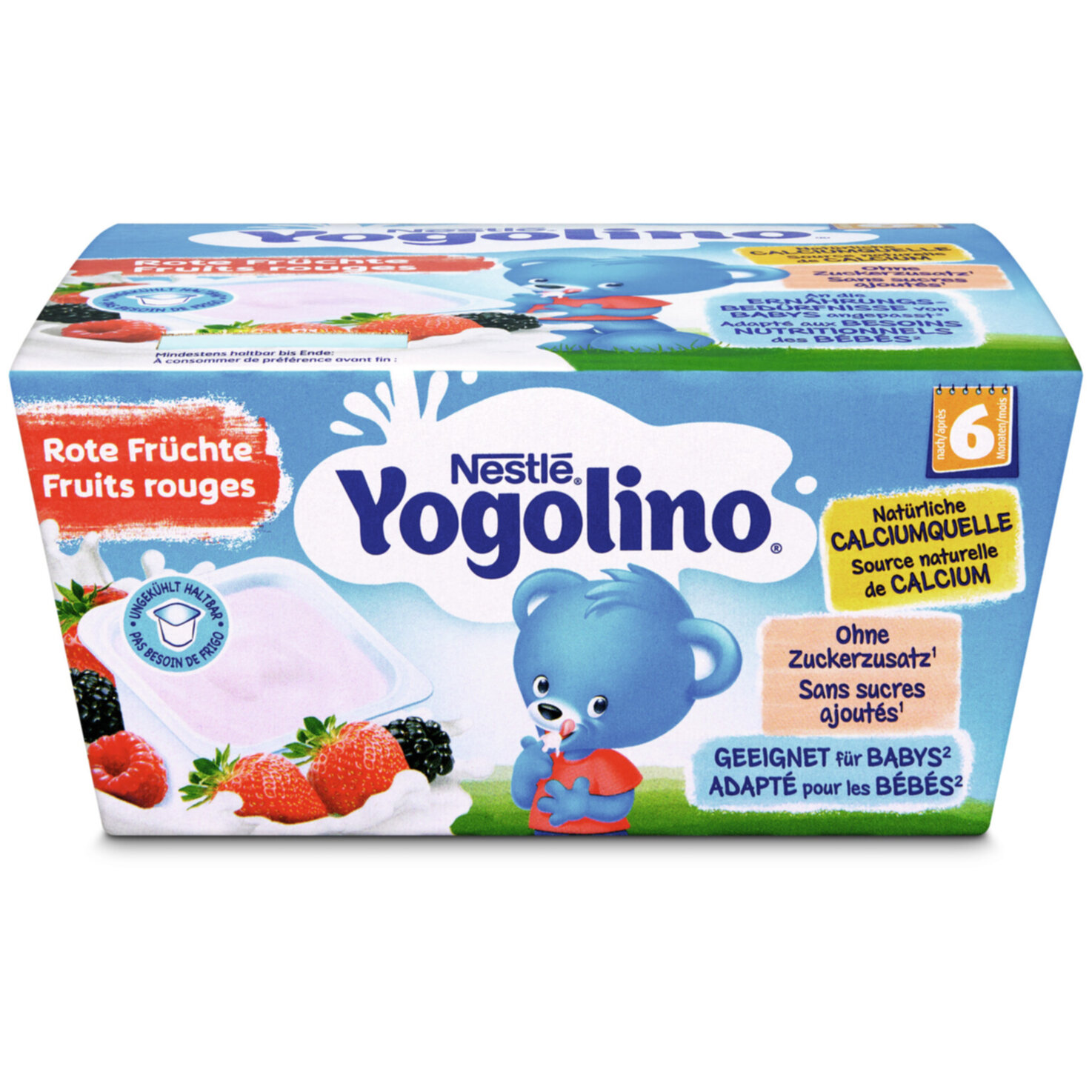 Yogolino Rote Früchte, Milchdessert für Babys, nach 6 Monaten, 4 x 90 g