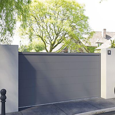 Portail Jardimat coulissant aluminium Chalon gris 7016 - 400 x h.160 cm