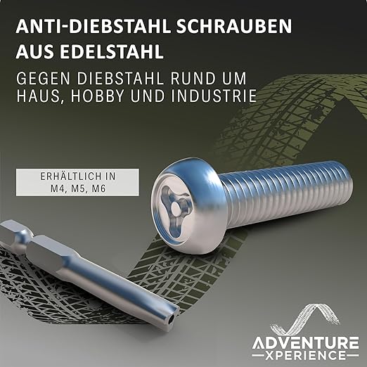 Y-kop roestvrijstalen beveiligingsschroeven, pankopschroeven, speciale kop, Y-kop met gat, set schroeven inclusief bit, V2A antidiefstalschroeven, manipulatiebestendig, 8 schroeven + 1 bit, M6, 25 mm