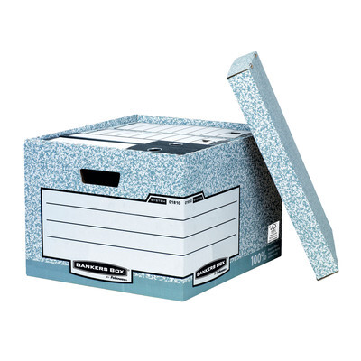 Fellowes Bankers Box® Aufbewahrungsbox mit Deckel 01810, 1 Stück, grau/weiss