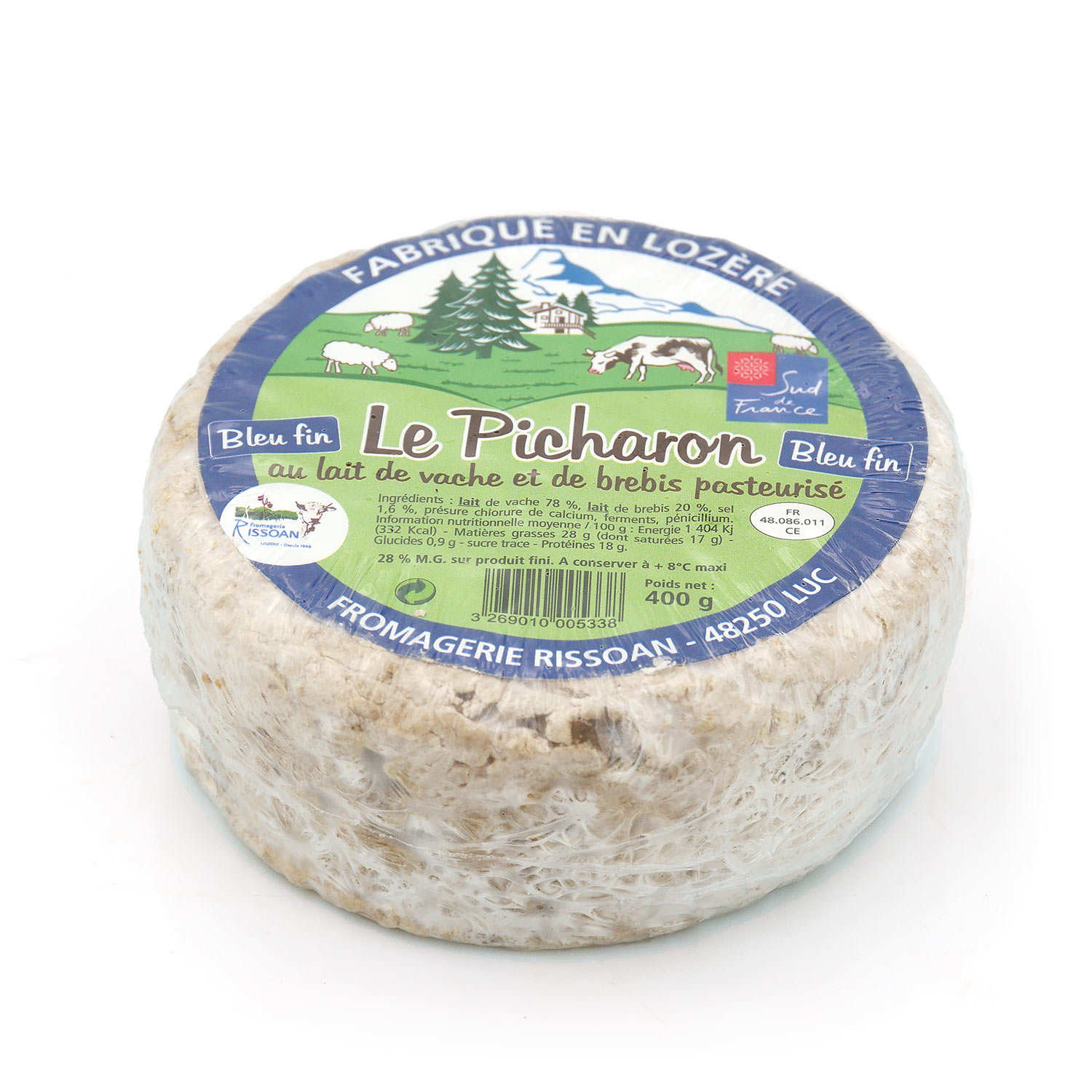 Le picharon - fromage bleu fin au lait de vache et de brebis pasteurisé de Lozère