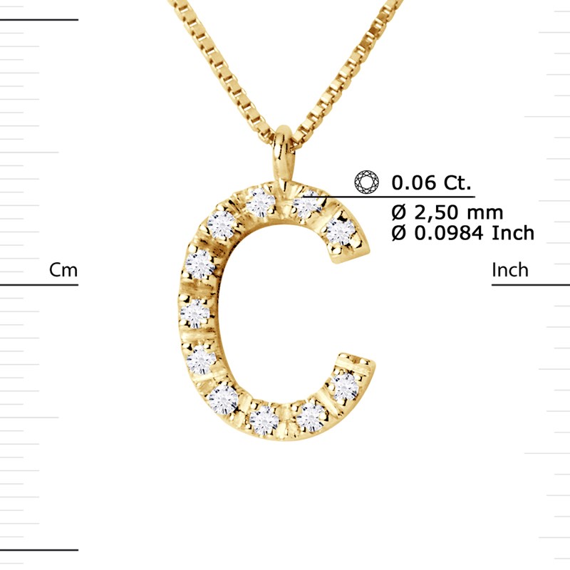 Collier ALPHABET Diamants 0,06 Cts  LETTRE 