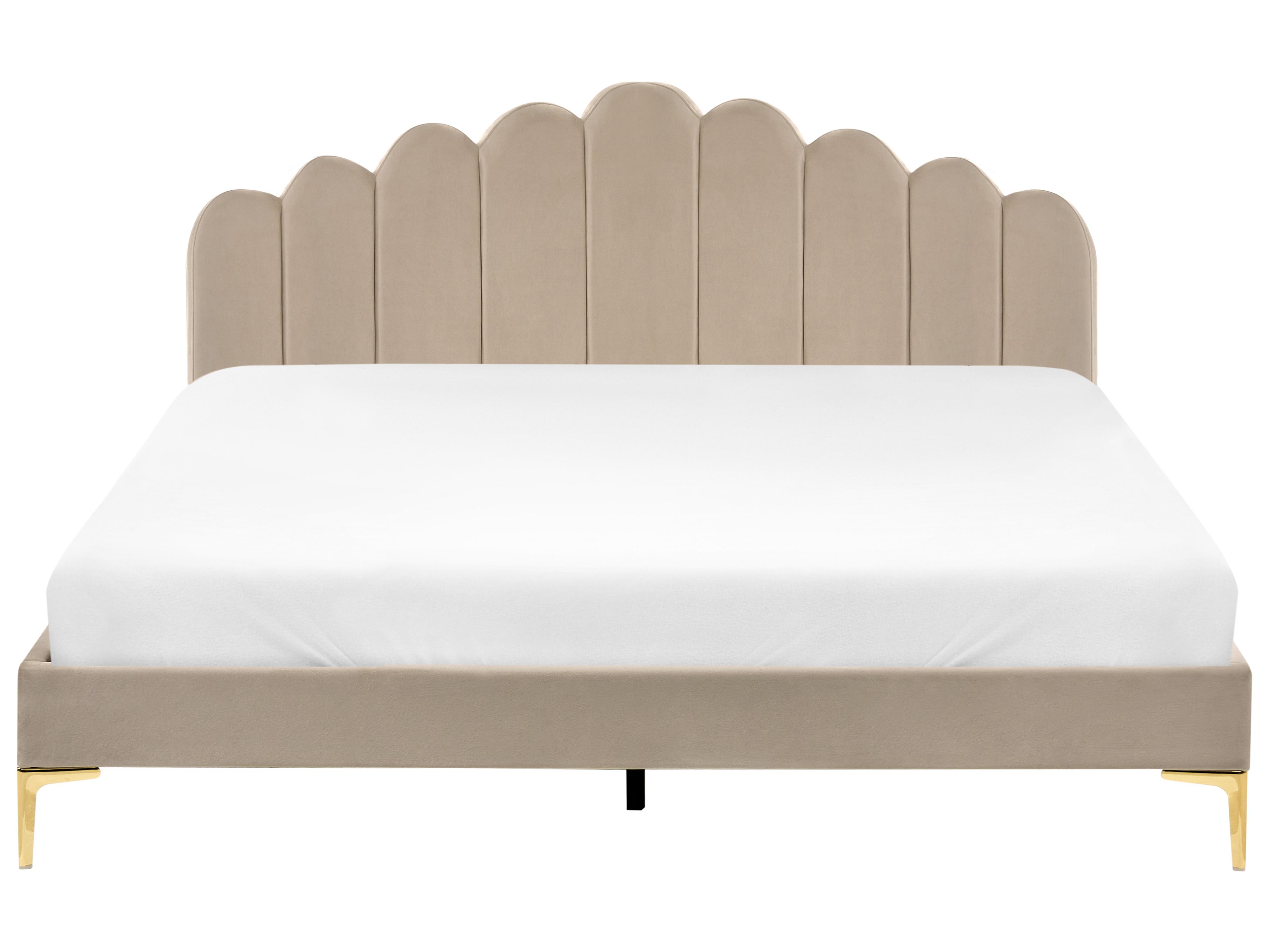 Bed Fluweel SAUVIAN 180 x 200 cm Taupe
