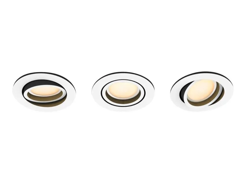Philips Hue White ambiance Milliskin - Indbygningsspots - LED-spot lyspære - GU10 - 5.7 W - varmt til køligt hvidt lys - 2200-6500 K - hvid (pakke med 3)