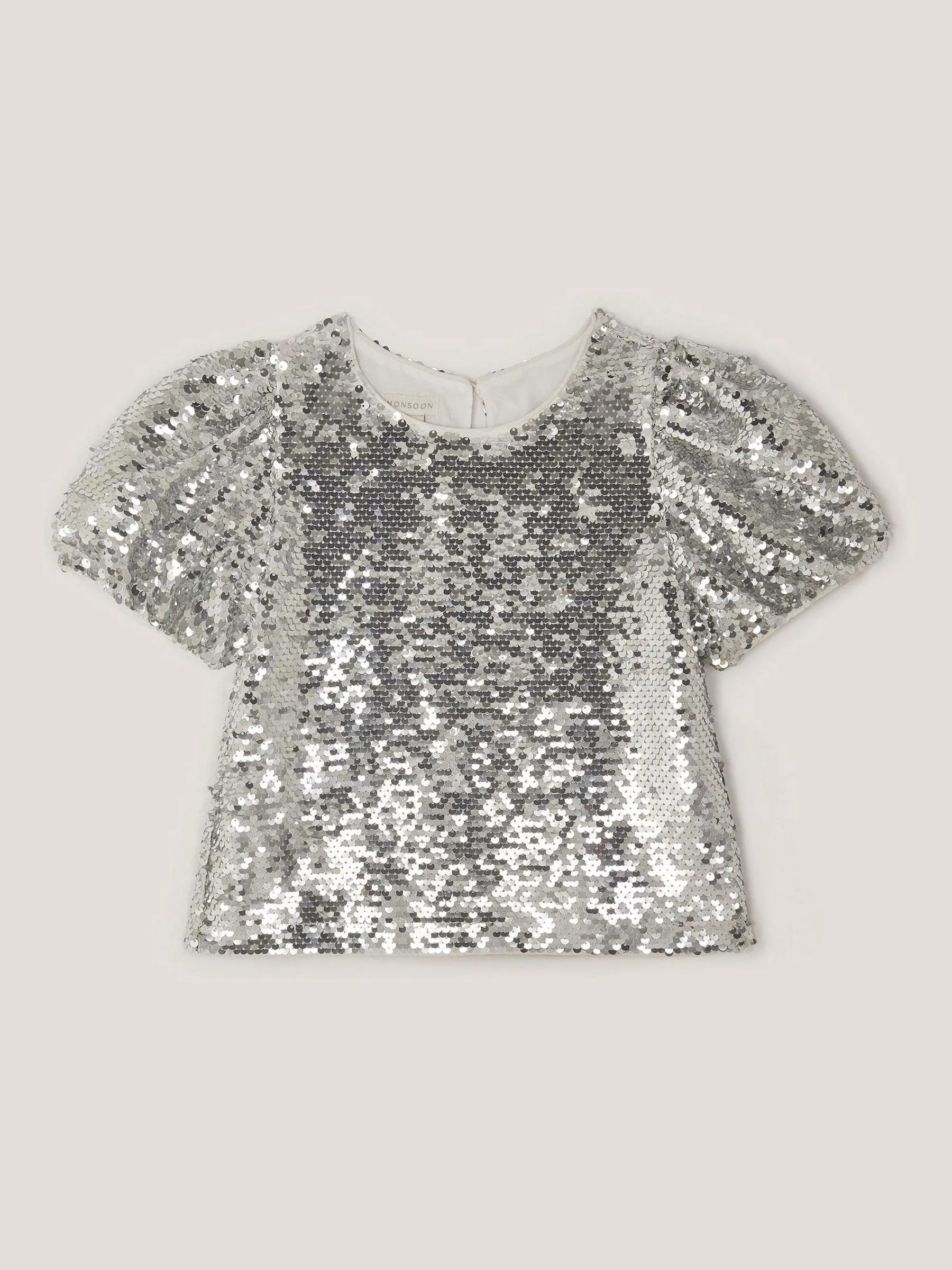 Monsoon Sequin Puff Sleeve Top