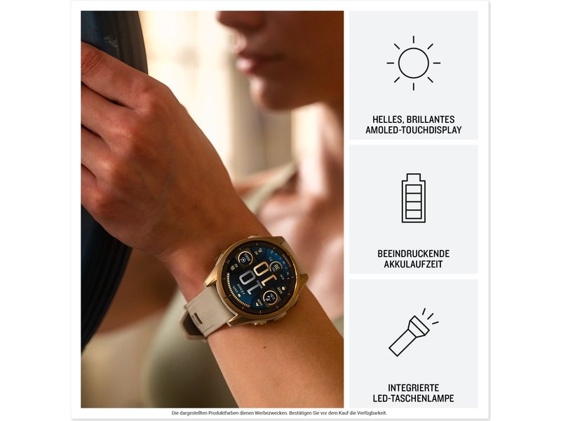 GARMIN Sportuhr Fenix 8 AMOLED, 43 mm Weiss GPS-Sportuhr