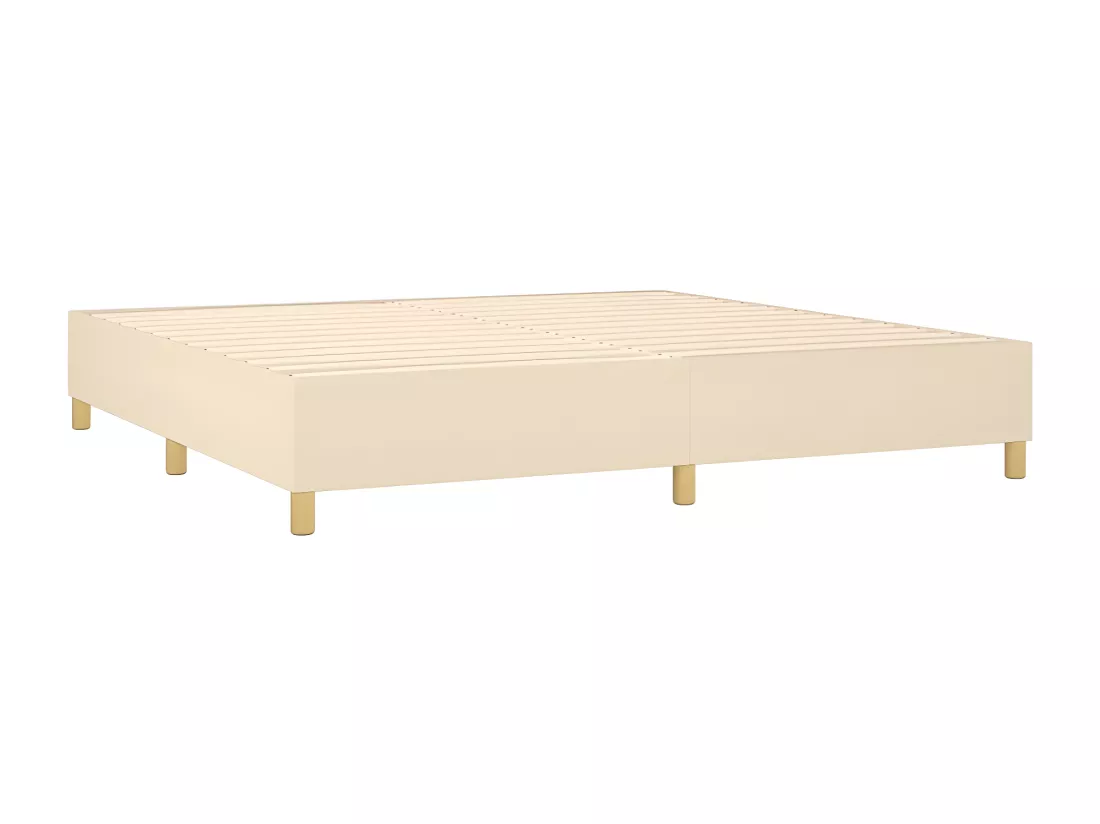 Sommier tapissier et matelas et LED Crème 200x200 cm Tissu