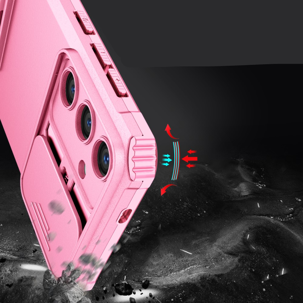 Samsung Galaxy S24 Hybrid Outdoor Hardcase Hülle mit Cam-Slider   Kickstand - Rosa (Matt)
