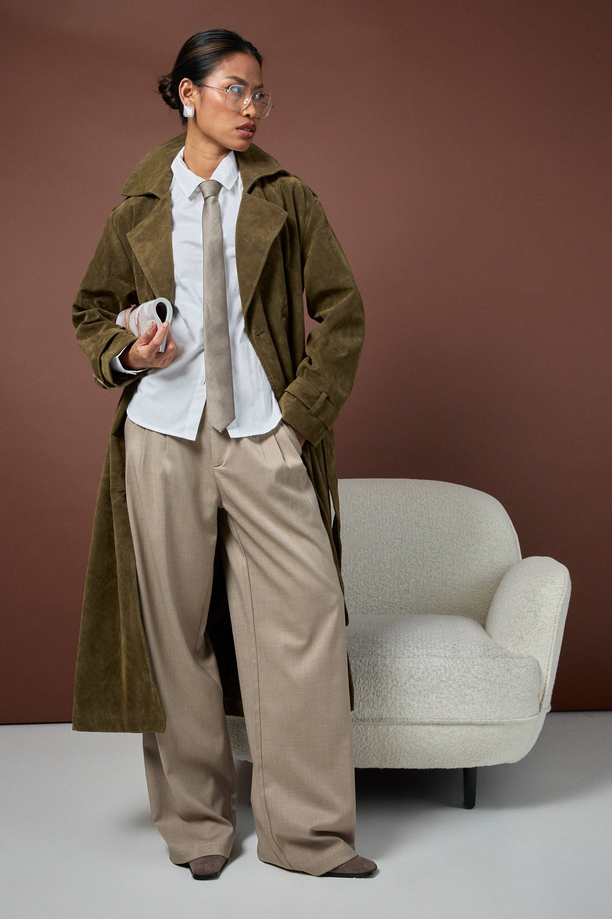 boohoo Trench-coat en suède synthétique