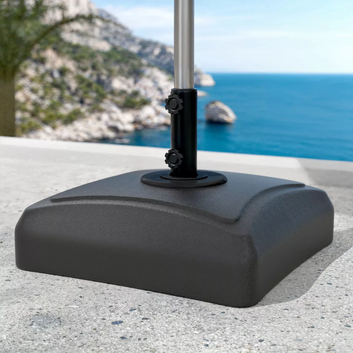 Pied de parasol carré universel à remplir 32L Noir