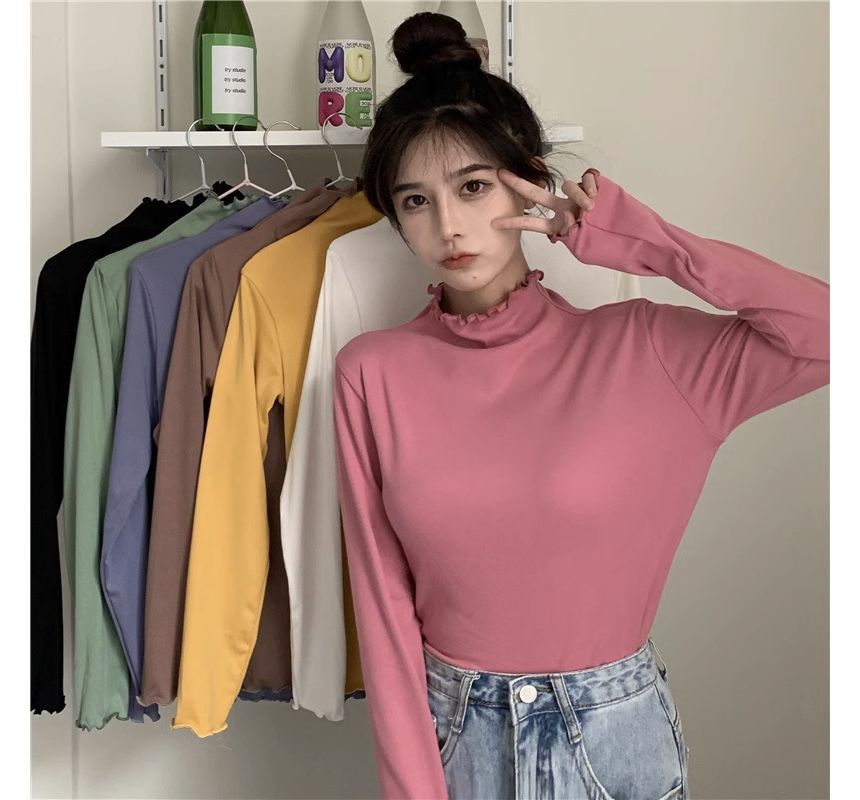 Dream Drop - T-shirt met lange mouwen en mockneck en effen sla-rand