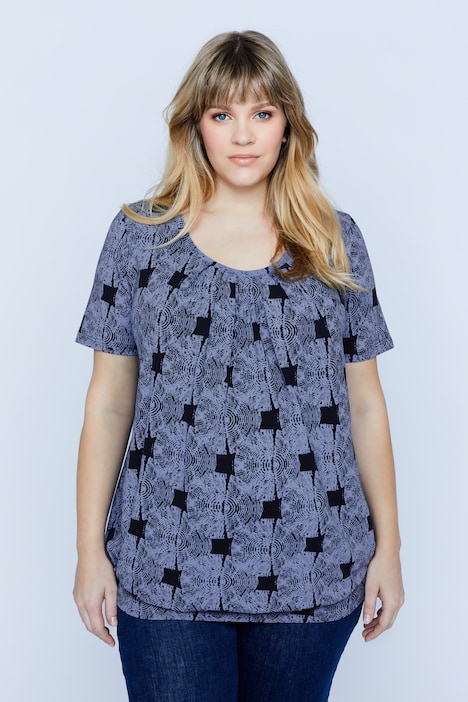 Bellieva T-Shirt, Still Funktion, Rundhals Kräusel, Kurzarm, Blüten