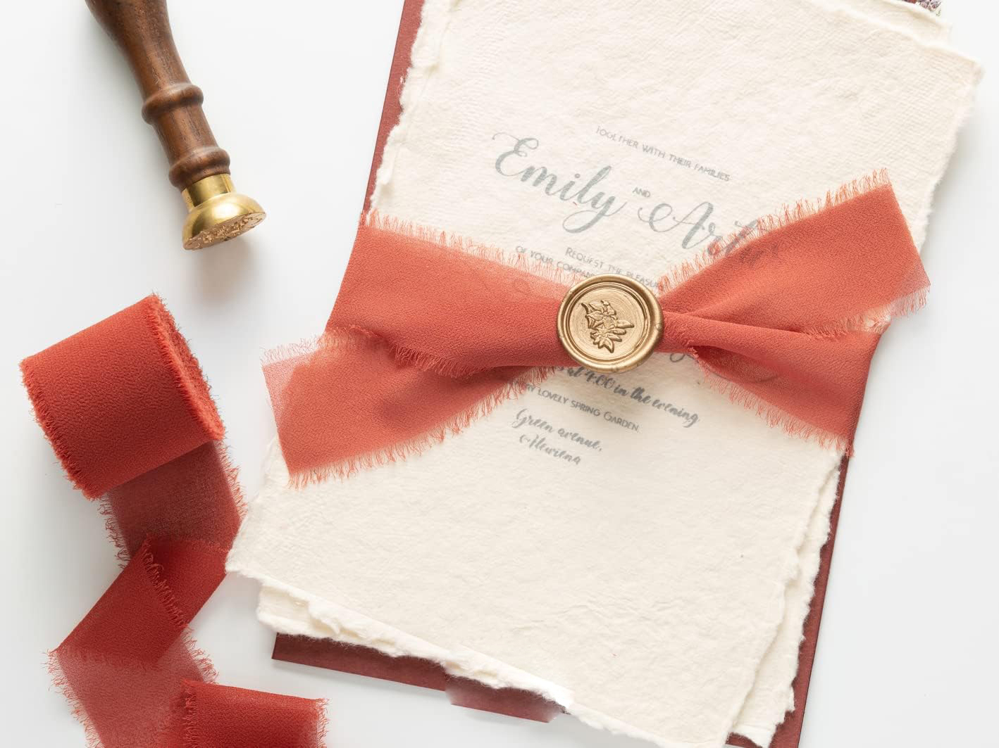 (3er Set) Chiffon Geschenkband DIY Maschen Deko Band für Geburtstage / Hochzeiten / Taufe - Rot / Orange