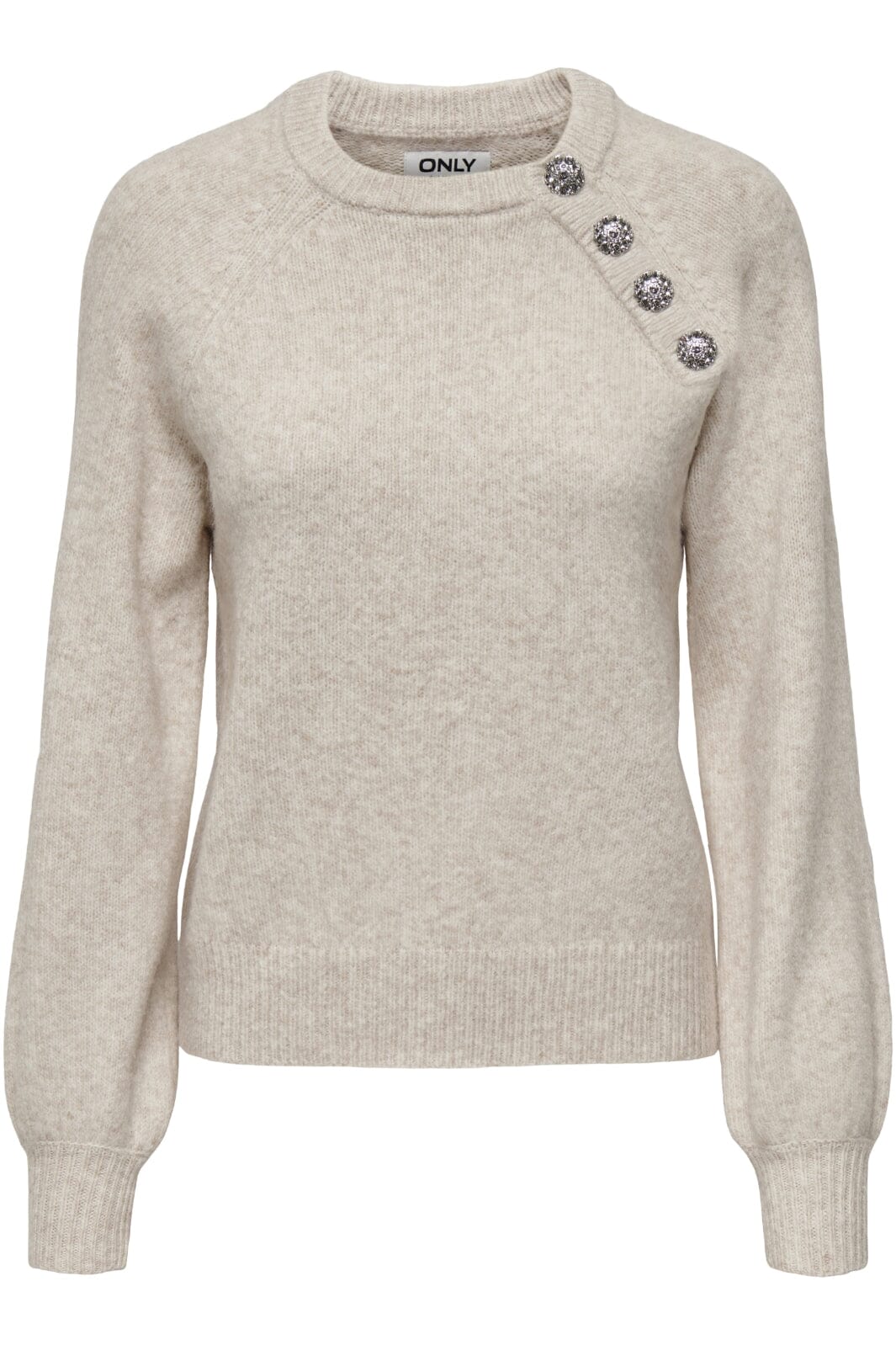 Only Onllauren Life Ls O-Neck Button Knt 4543531 oatmeal melange