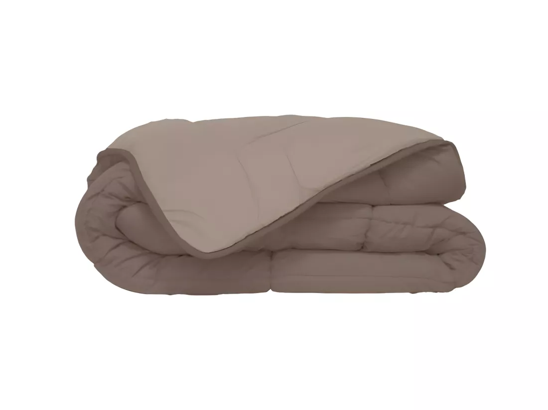 HUDSON Couette legere Microfibre 200g/m2 140x200cm Taupe + Lin