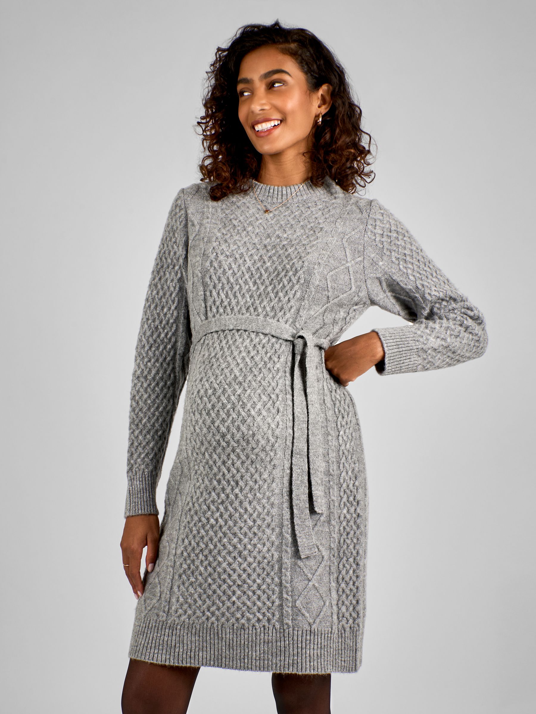 JoJo Maman Bébé Cable Knit High Neck Maternity Dress