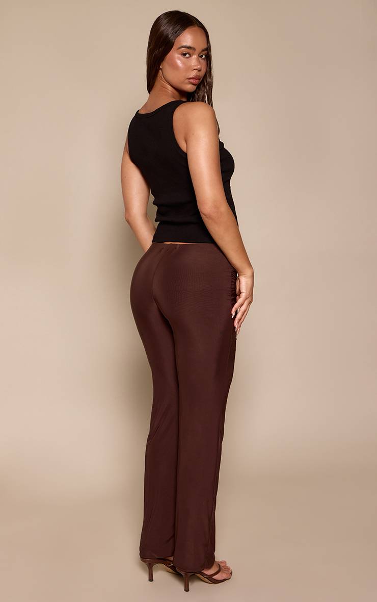 Chocolat Pantalon Droit À Détail De Taille Slinky