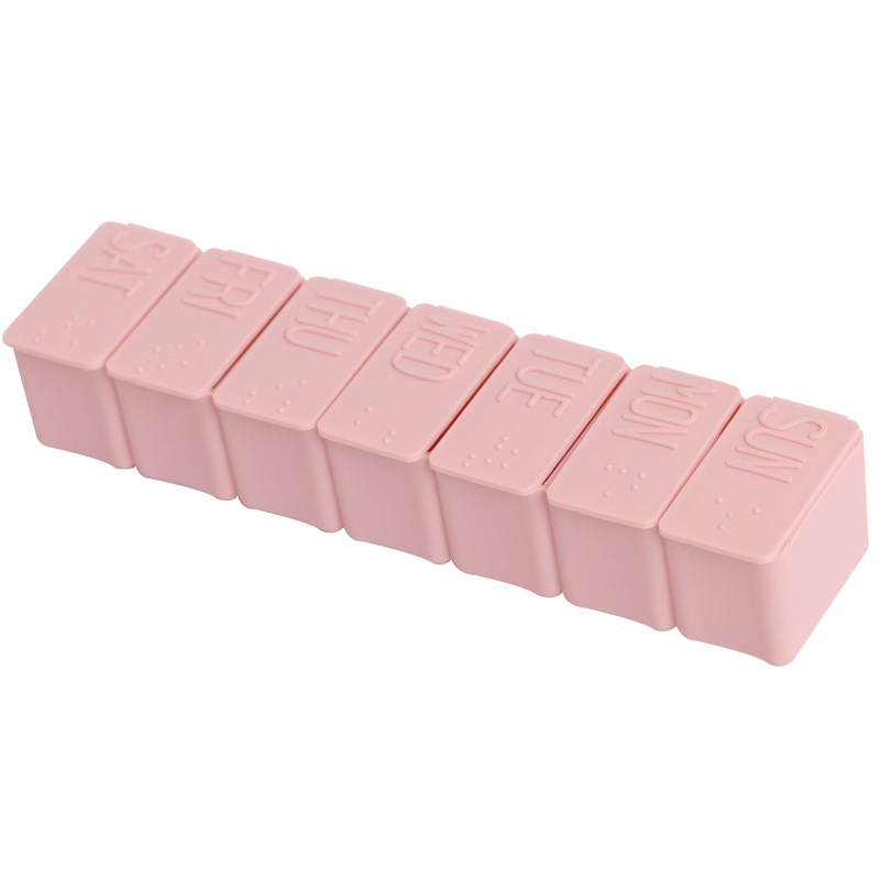 (2er Set) 130x30mm Medikamenten Dosierer 7 Tage Dosett Tablettenbox Supplements Pillendose - Rosa