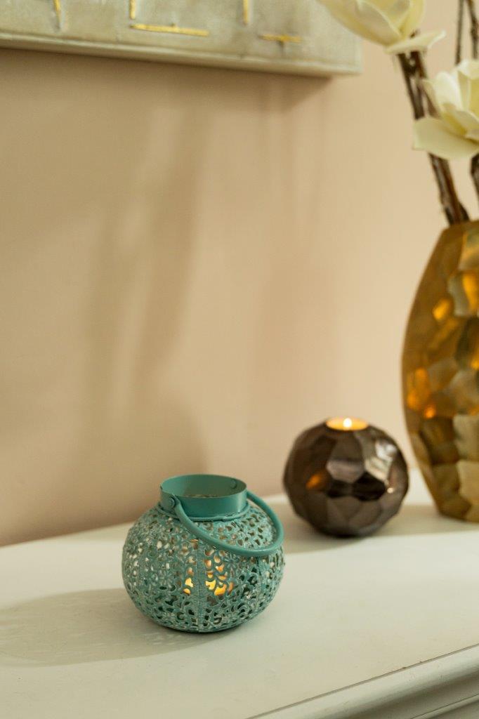 Orient-Laterne LUBINA - pastellblau - Metall
