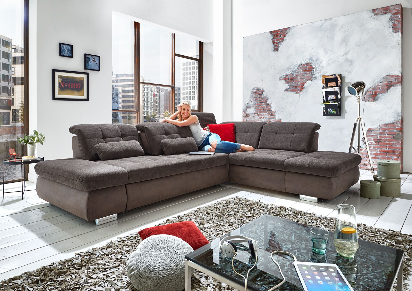 Polsterecke Lance Grau 323x260 cm