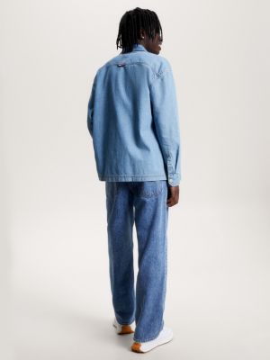 Sobretudo casual essencial em jeans desbotado