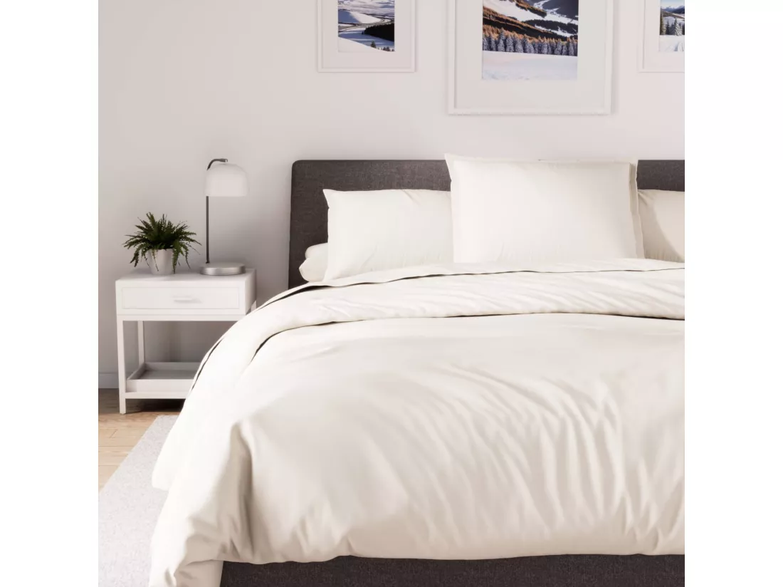 Housse de couette en polycoton 260x240 cm PERCALE lin, par Soleil d'ocre