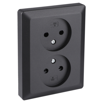 Q-Link Inbouw Dubbel Stopcontact Zwart