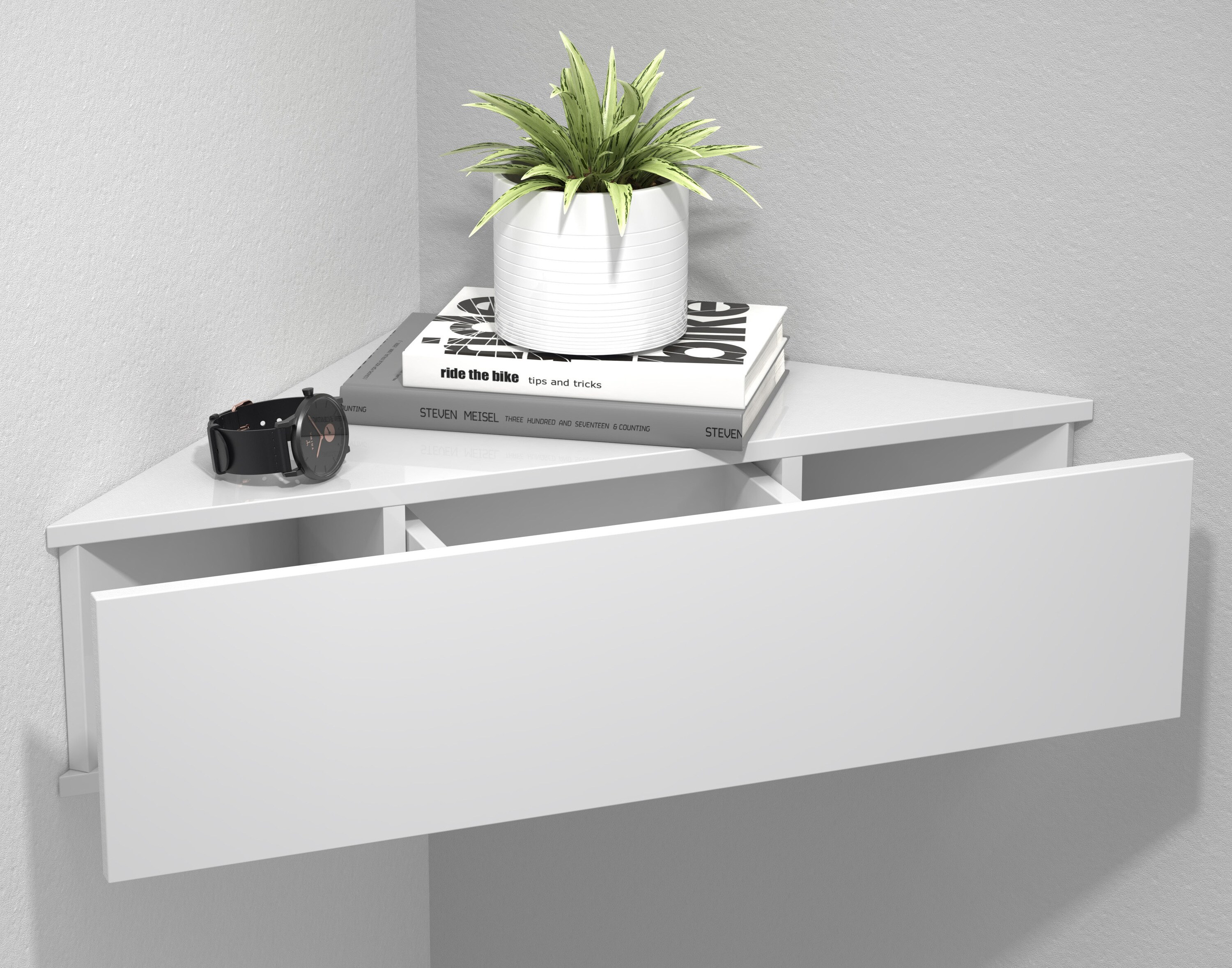 VCM Holz Wandschublade Nachtschrank Wandboard Eckregal Schublade Konsole Nachttisch Usal S