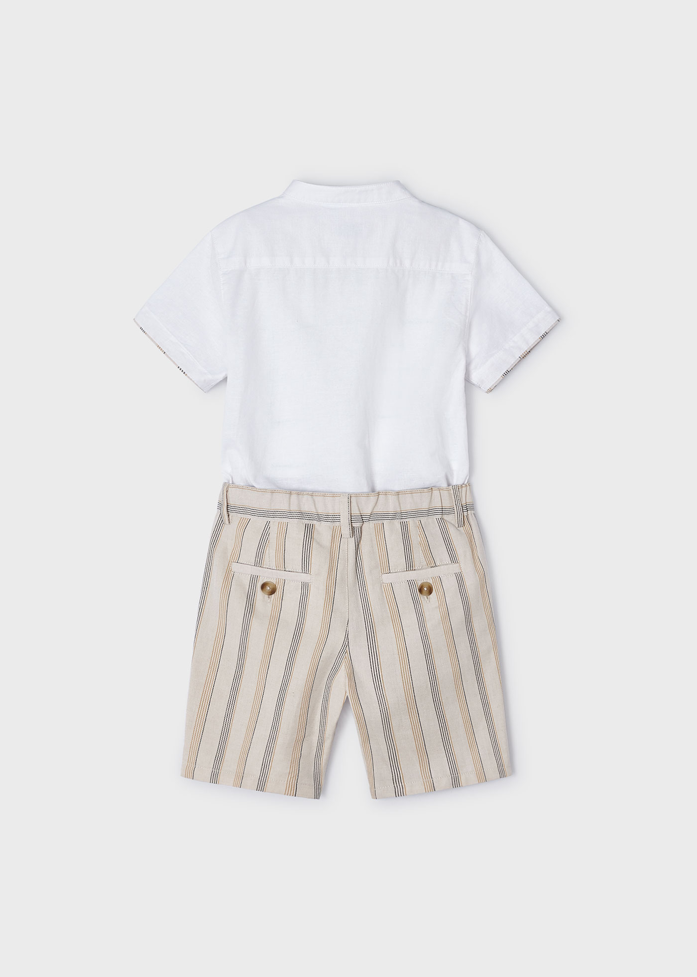 Conjunto de linho listrado de 2 peças para meninos, ráfia