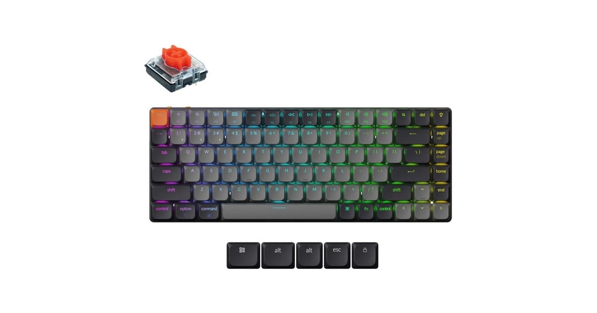 KeychronK3 QMK-B1, toetsenbord  (Zwart, US lay-out, Keychron Mechanical Red, 75%, RGB leds, ABS Keycap, USB-C | Bluetooth 5.2)