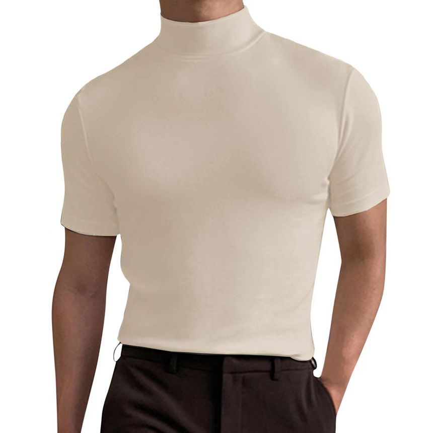 vrovion - T-shirt met korte mouwen en mock-neck, effen