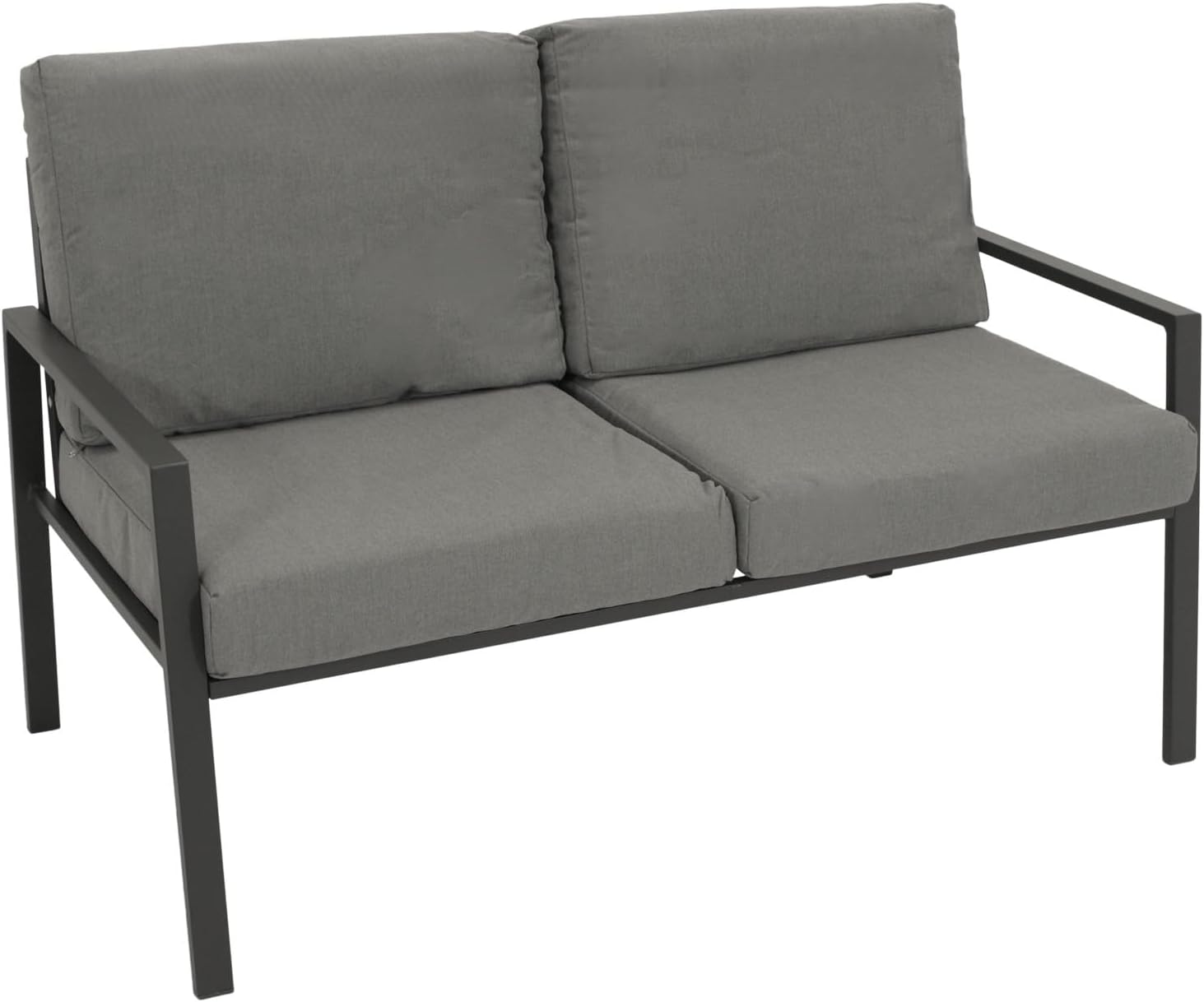 DEGAMO Loungeset Gartenset Vancouver 4-teilig, Aluminium anthrazit, Polster grau, wetterfest, Outdoor