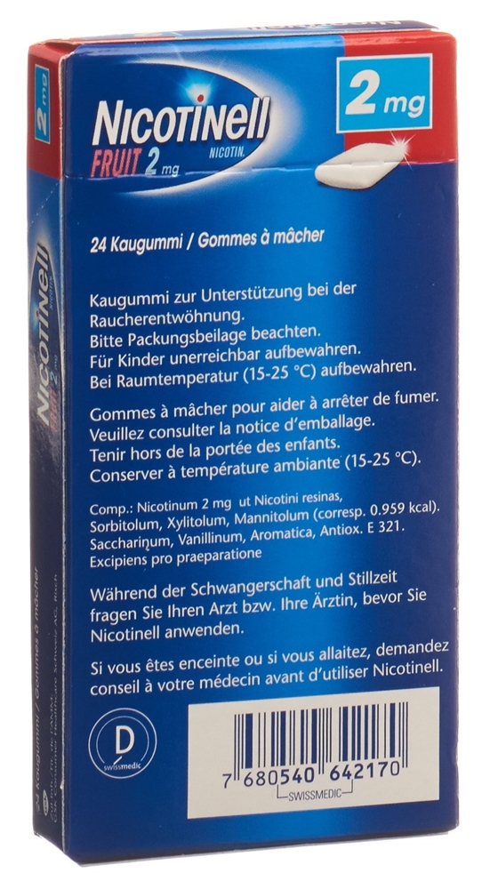 NICOTINELL Gum Kaupast 2 mg fruit Blist 24 Stk